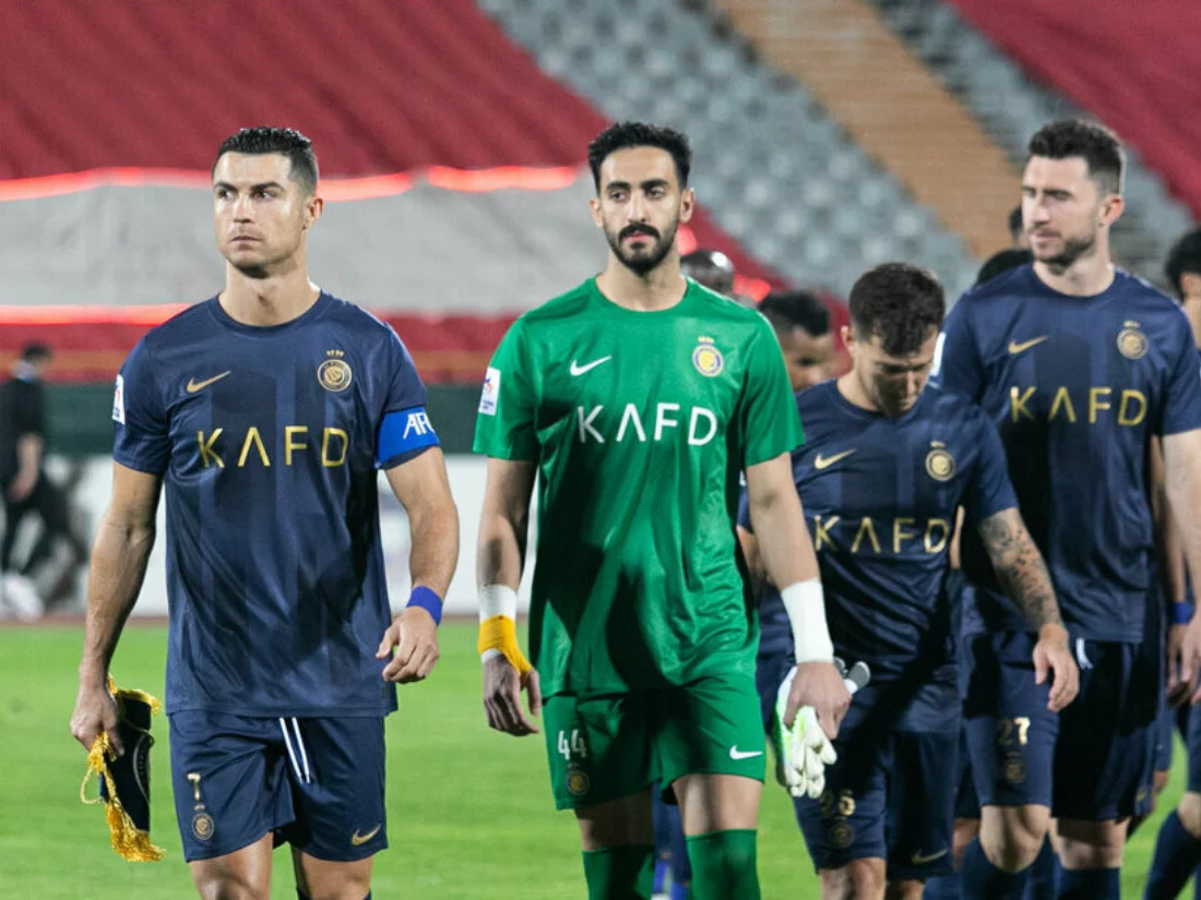 Cristiano Ronaldo leading Al Nassr onto the pitch