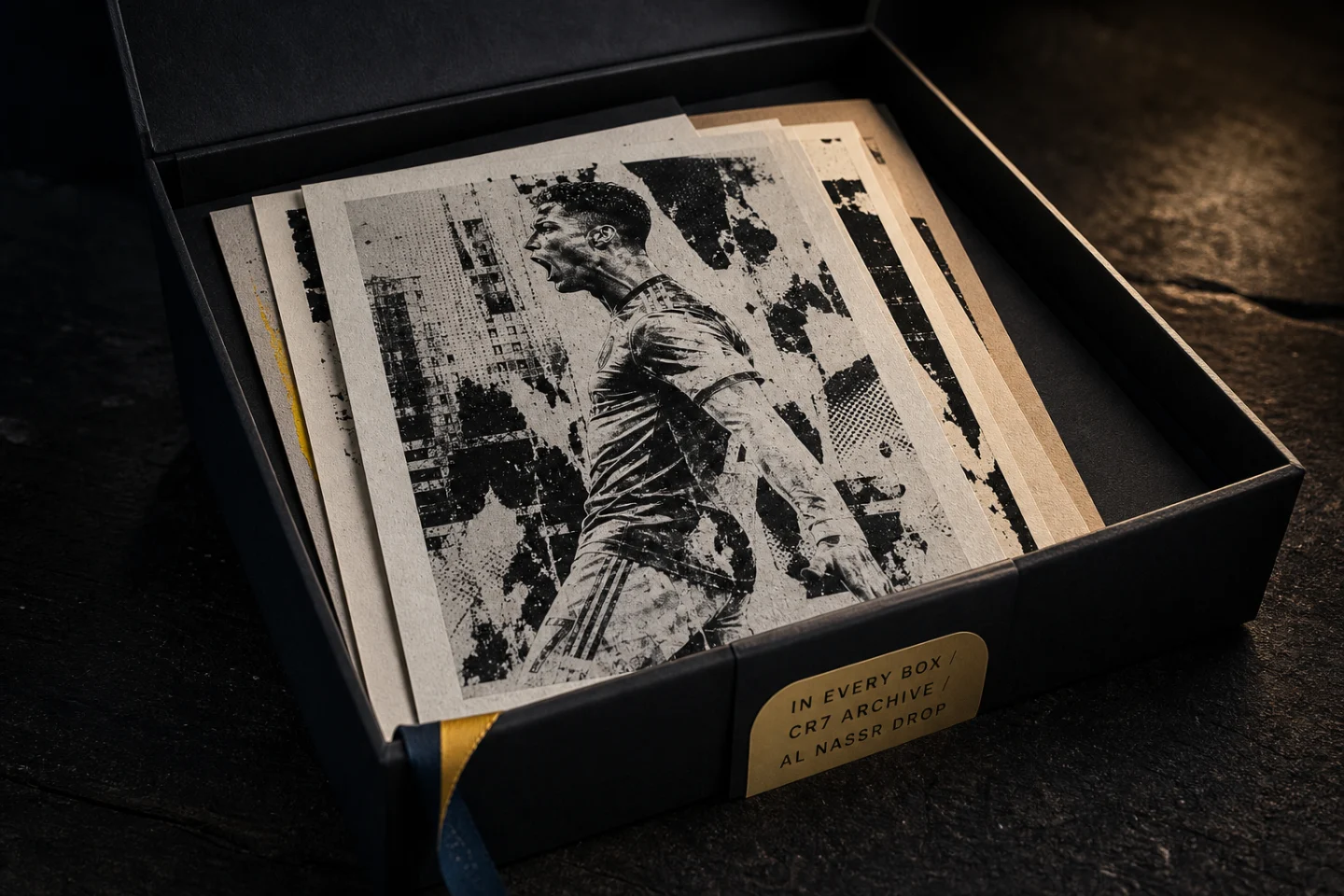 The open box of unframed Cristiano archive prints